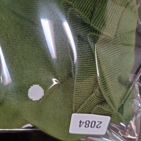 Talbots Cardigan Sweater Women's V-Neck Green White Polka Dot Buttons - Picture 7 of 7